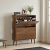 Racxily Medieval Shoe Cabinet, Walnut Finish Storage with 2 Flip Drawers for Corridor & Entrance - 4 of 4