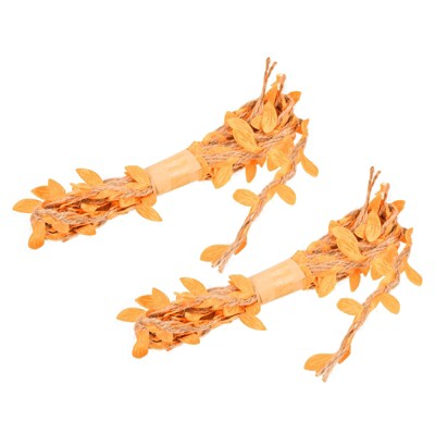 Unique Bargains Jungle Wedding Party Home Decor Burlap Leaf Ribbon Artificial Vine 2 Pcs