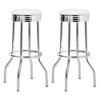 Retro-Style Bar Height Stools Set of 2 with Padded Seats and Chrome Base, Flared Legs for Kitchen or Home Bar - 2 of 4