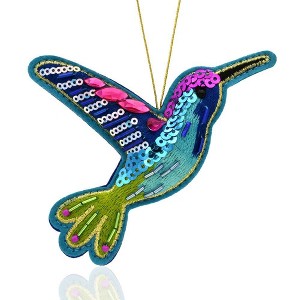 Gloria Duchin Beaded Blue Hummingbird Tree Ornament - 1 of 3