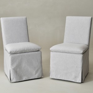 KINWELL Performance Fabric Slipcover Dining Chair Side Chair With Casters, Set of 2 - 1 of 4
