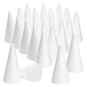 Bright Creations 24 Pack Foam Cones for Crafts, DIY Art Projects, Handmade Gnomes, Trees (2 x 4 In, White) - 1 of 4