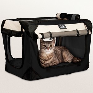PetLuv Cat & Dog Carrier Foldable Pet Travel Crate, Removable Plush Pillow, Privacy Windows, Locking Zippers, Pocket, Seatbelt Straps - 1 of 4