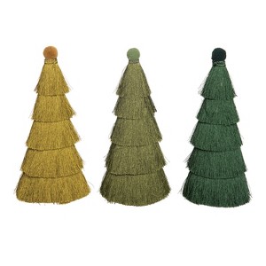 Transpac Christmas Small Rope Tassel Tree Set of 3 Christmas Home Decorations - 1 of 1