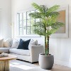 coucheta Faux tall Golden Cane Palm Tree with triple trunks, perfect for indoor or outdoor decor, includes white round planter pot with moss - 2 of 4