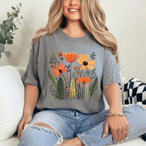 Simply Sage Market Orange Wildflowers Garment Dyed Tee - 1 of 4