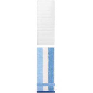 REGALWOVEN Pure Cotton Striped Decorative Hand Towel for Bathroom 14" x 30"/13" x 29" 2 Pcs - 1 of 4