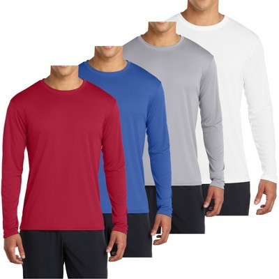 Mafoose 4-Pack Men's Long Sleeve Quick-Dry Performance T-shirts - UPF 50 Sun Protection