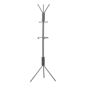 Monarch Specialties Coat Rack Hall Tree Free Standing Hanging Bar 6 Hooks Entryway 68InchH Bedroom Metal Grey Contemporary Modern - 1 of 4