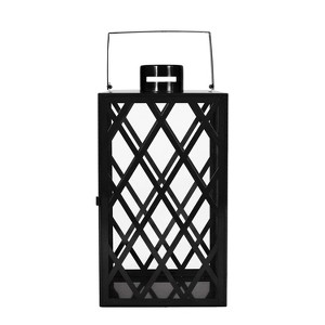 Christopher Knight Home 18"x9.5" Stainless Steel Ashuelot Lantern Candle Holder Black: Modern Floor Standing Decor - 1 of 4