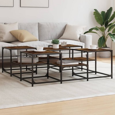 vidaXL Coffee Table Smoked Oak 47.6 in.x47.6 in.x15.7 in. Engineered Wood