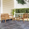 Tangkula 3PCS Patio Dining Set End Table & Chiars Set of 2 w/ Cozy Backrest Solid Legs - 3 of 4