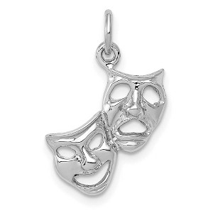 Black Bow Jewelry 14k White Gold Polished Comedy and Tragedy Mask Charm - 1 of 4