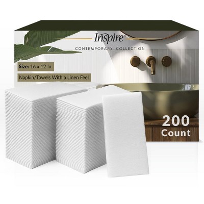 Inspire 200 Dinner Napkins, Disposable Washcloths, Elegant Bathroom Towels | Linen Feel, for Baby Shower, Birthday, Holidays | Bulk Value