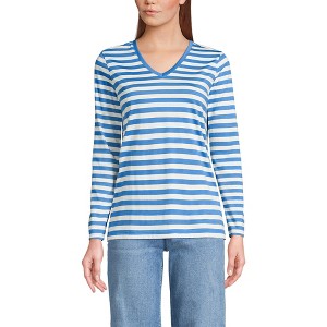 Lands' End Women's Relaxed Supima Cotton Long Sleeve V-Neck T-Shirt - 1 of 3