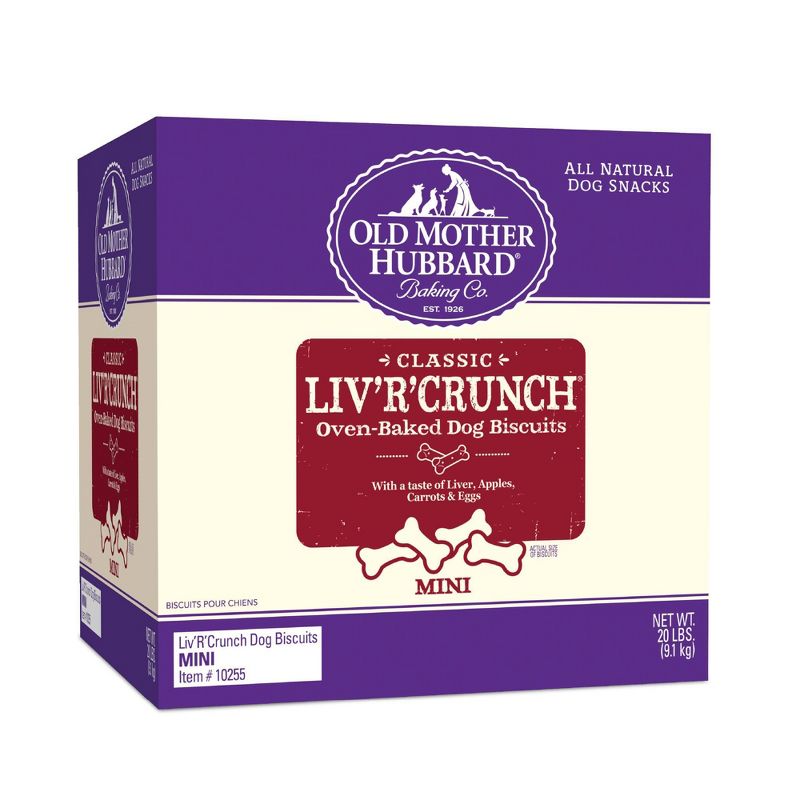 Old Mother Hubbard by Wellness Classic Crunchy LIV'R'CRUNCH with Carrot,Liver and Apple Flavor Biscuits Mini Oven Baked Dog Treats, 1 of 6