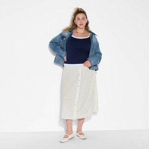 Women's Maxi Dropwaist Button-Front Skirt - Wild Fable™ Off-White - 1 of 3