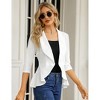 Women's 3/4 Sleeve Cropped Blazer Lightweight Open Front Cardigan Jacket for Business Causal - 2 of 4