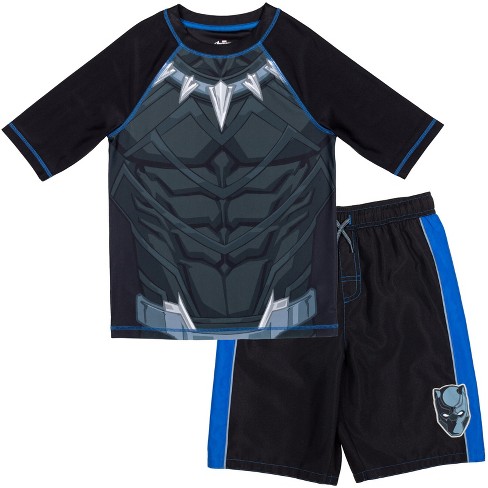 Marvel Avengers Black Panther Toddler Boys Rash Guard And Swim