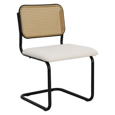 NicBex Dining Chairs Set of 2 Upholstered Chair Mid-Century Modern Chair with Natural Cane Back, Velvet Accent for Kitchen, Bedroom, Green