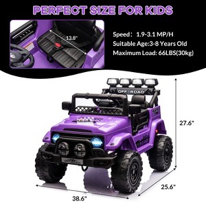 12V Ride On Truck Car,Kids Electric Vehicle with Parent Remote Control,Ride On Toy Truck with Spring Suspension, 3 Speeds,Lights,Music for Kids 3-8 - 1 of 4