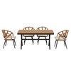 5-Piece Outdoor Patio Iron Dining Set with Rectangular Table and 4 Rope Art Cushioned Chairs - 2 of 4