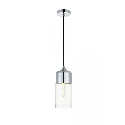 Elegant Lighting Ashwell 1 Light Chrome Pendant With Clear Glass