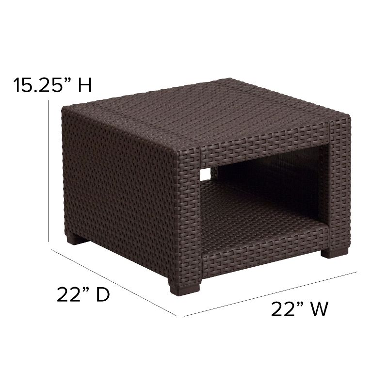 Flash Furniture Chocolate Brown Faux Rattan End Table, 5 of 10