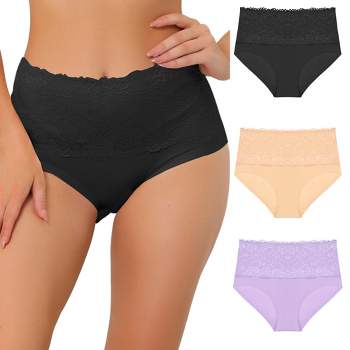 Agnes Orinda Women's Underwear Stretch Packs Lace High Rise Comfort Briefs  All Black Large : Target