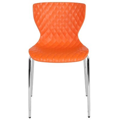 Lowell Orange Metal Stacking Dining Chair