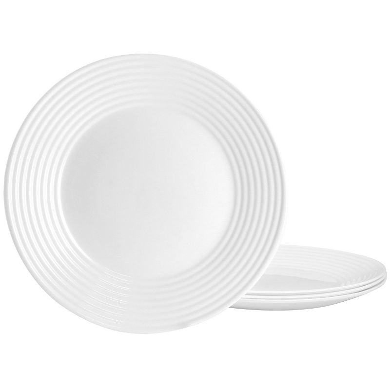 Gibson Ultra Patio 4 Piece Tempered Opal Glass Dinner Plate Set in White, 1 of 7