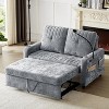CLIHOME 53.9" Modern Loveseat Pull-out Sofa Bed with Adjustable Backrest, Three Charging Ports and Side Storage Pockets - 2 of 4