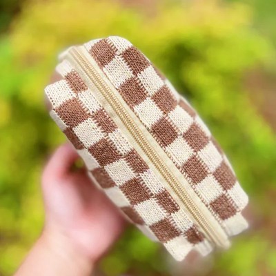 Checkerboard cosmetic bag