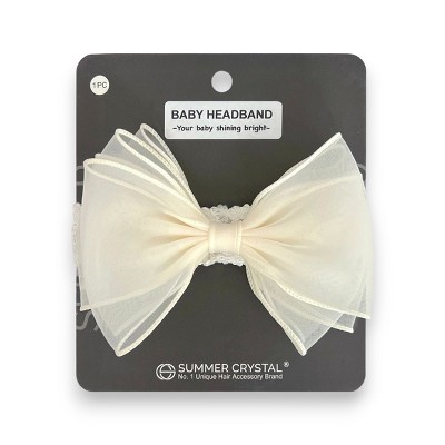 Summer Crystal – Organza Cloud Bow Baby Headband - 1 Pack