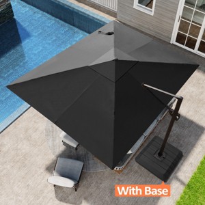 Pellebant 9x10.5FT Cantilever Umbrella Outdoor 360 Degree Rotation Offset Umbrella 6 Heights Adjustable with Base - 1 of 4