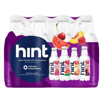 hint Purple Variety Pack Flavored Water - Watermelon, Raspberry, Cherry, and Peach - 12pk/16 fl oz Bottles