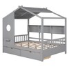 Whisen Twin Size House Bed & Kids Bed, Playhouse Bed with 2 Drawers, Storage Shelf - 4 of 4