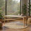 Hooseng Indoor Entryway Bench, Bohemian Style Woven Rope Long Bench with Solid Rubber Wood Legs, French Vanity Bed End Bench for Living Room, Bedroom - 2 of 4