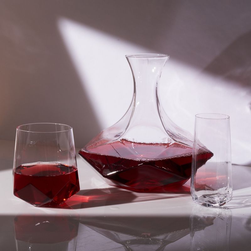 Viski Raye Faceted Crystal Wine Glasses Set of 2, 4 of 13