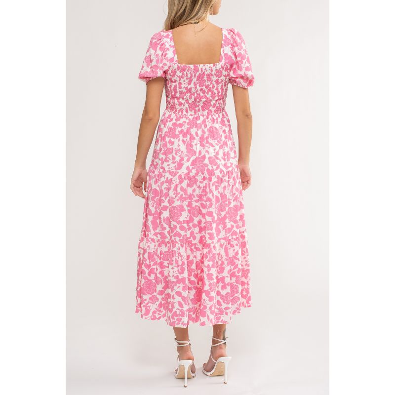 August Sky Women's Smocked Floral Midi Dress, 3 of 8