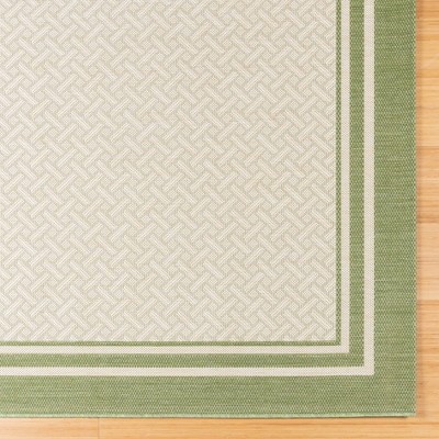 Palm Green and Sand Rectangular Synthetic Indoor/Outdoor Rug 5'3" x 7'
