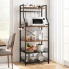 5-Tier Kitchen Storage Rack with Microwave Stand, Metal Shelves with 8 S-Hooks, 2 Wire Baskets & Spice Rack for Kitchen, Pantry, Counter - 2 of 4