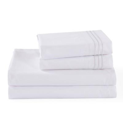Marcielo 3/4 Pcs Soft Solid & Embroidery Bed Sheets Set