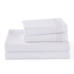 Marcielo 3/4 Pcs Soft Solid & Embroidery Bed Sheets Set - 1 of 4
