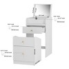FONTOI 19.6"W 3-in-1 Small Vanity Desk with Mirror and Chair Drawers Mini Space Saving Dressing Table for Girl Bedroom Living Room, White, - 3 of 4