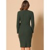 INSPIRE CHIC Women's Wrap V Neck Long Sleeve Tie Waist Sheath Casual Midi Dress - 4 of 4