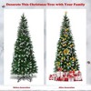 Resenkos 5-Foot Artificial Pencil Christmas Tree with Pine Cones and Snow - /White - 3 of 4