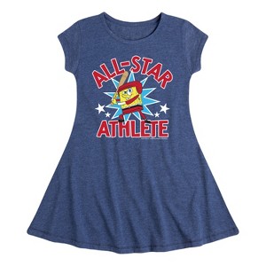 Girls' - SpongeBob SquarePants - American All Star Fit & Flair Cap Sleeve Dress - 1 of 3