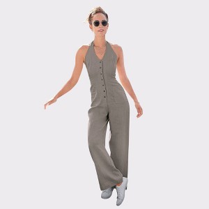 Women's Button Down Halterneck Jumpsuit - LASCANA - 1 of 4