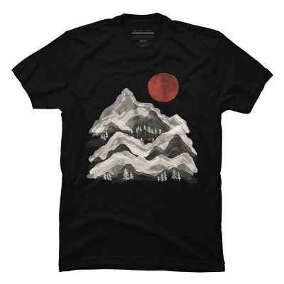 Men's Design By Humans Blood Moon Lake Mountain By NDTank T-Shirt